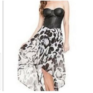GUESS  Strapless  High-Low  Dress with faux leathe